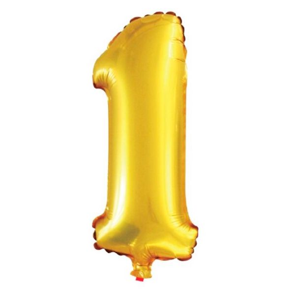 BALÃO GALA 28` 71CM NÚMERO 1 DOURADO PACOTE COM 1