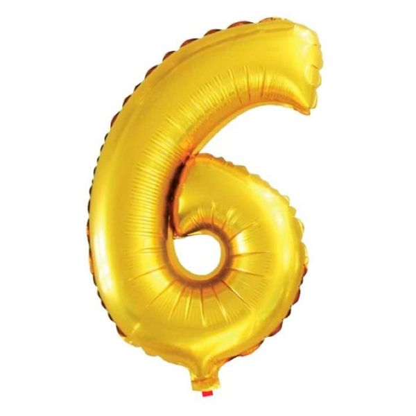 BALÃO GALA 28` 71CM NÚMERO 6 DOURADO PACOTE COM 1