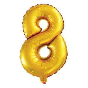 BALÃO GALA 28` 71CM NÚMERO 8 DOURADO PACOTE COM 1