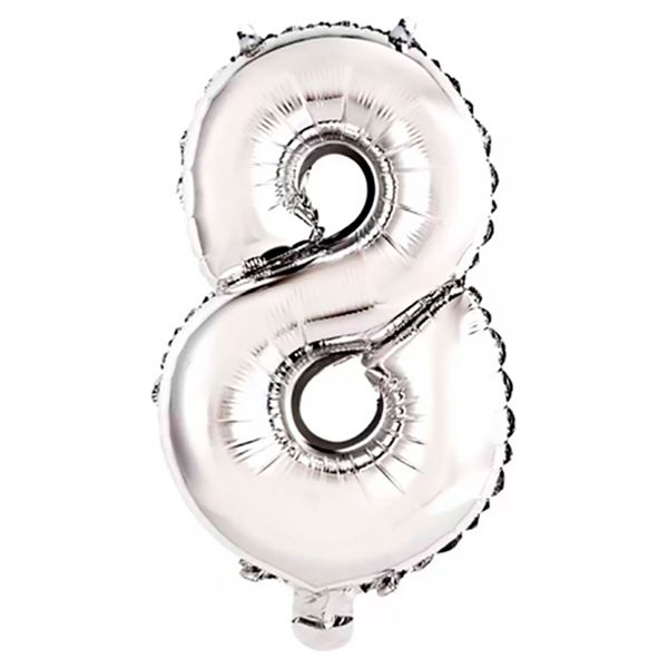 BALÃO GALA 28` 71CM NÚMERO 8 METALIZ PACOTE COM 1