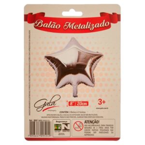 BALÃO GALA ESTRELA 8` 20CM METALICO PACOTE COM 3