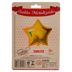 BALÃO GALA ESTRELA 8` 20CM DOURADO PACOTE COM 3