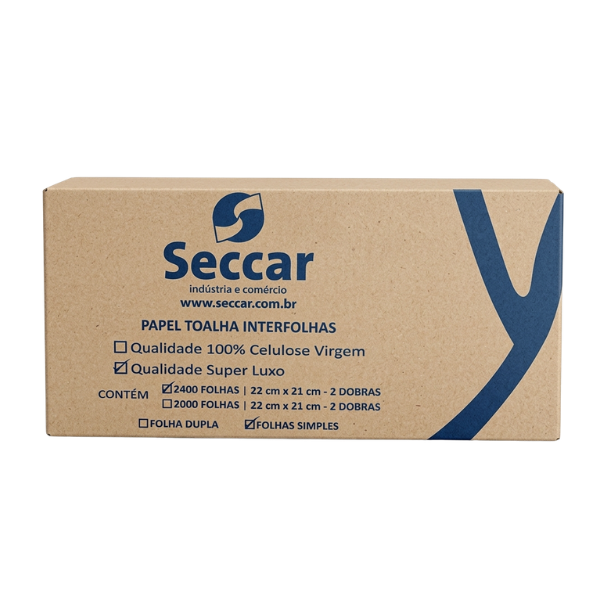 TOALHA PAPEL INTERFOLHADO SECCAR 100% LUXO 23X21 COM 2400