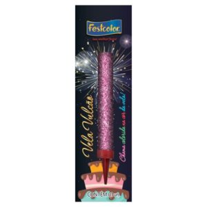 VELA FESTCOLOR VULCÃO ROSA UNIDADE