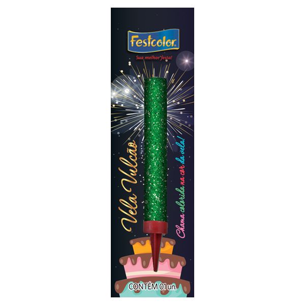 VELA FESTCOLOR VULCÃO VERDE UNIDADE
