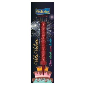 VELA FESTCOLOR VULCÃO VERMELHA UNIDADE