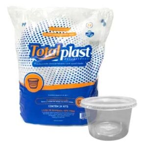 KIT POTE TOTALPLAST 250ML TRANSPARENTE COM 24 UN