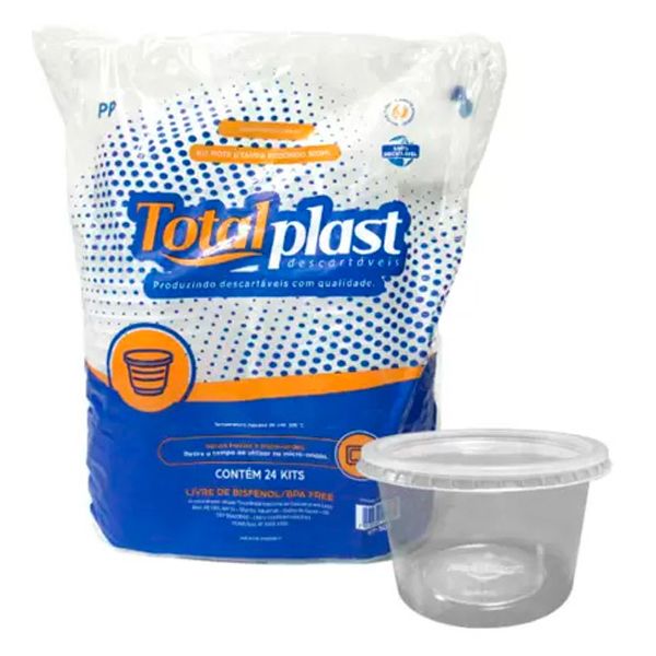 KIT POTE TOTALPLAST 250ML TRANSPARENTE COM 24 UN
