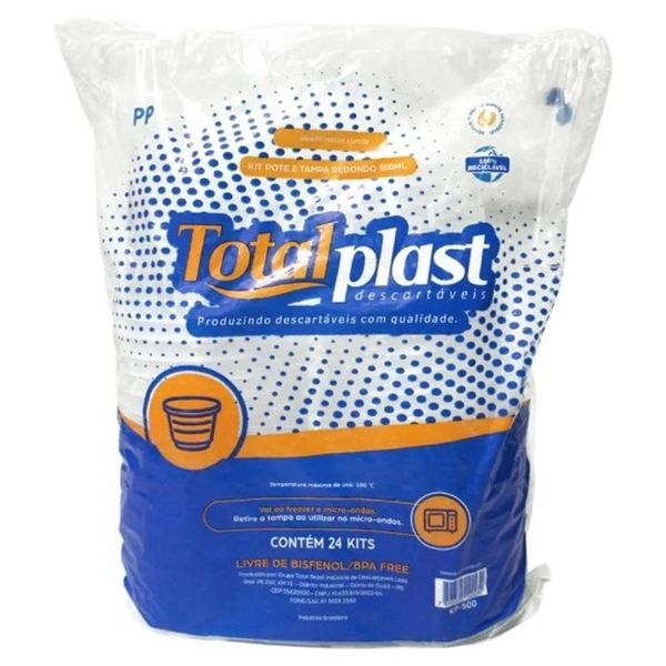 KIT POTE TOTALPLAST 500ML TRANSPARENTE COM 24 UN