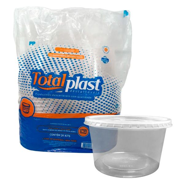 KIT POTE TOTALPLAST 1000ML TRANSPARENTE COM 24 UN