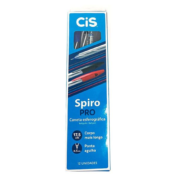 CANETA ESFEROGRÁFICA CIS SPIRO 0,7MM AZUL COM 12