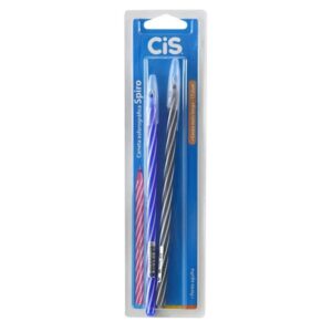 CANETA ESFEROGRÁFICA CIS SPIRO 0,7MM AZUL + PRETA O KIT COM 2