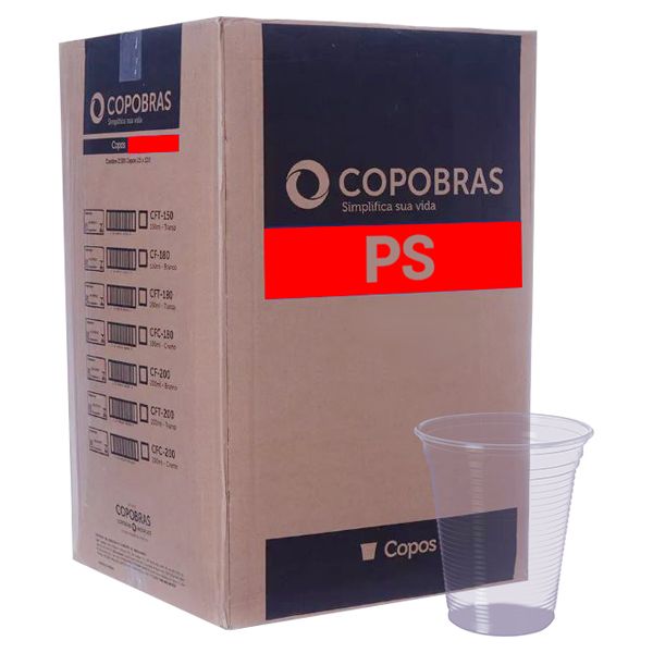COPO PS COPOBRAS P/AGUA 180ML TRANSPARENTE COM 100