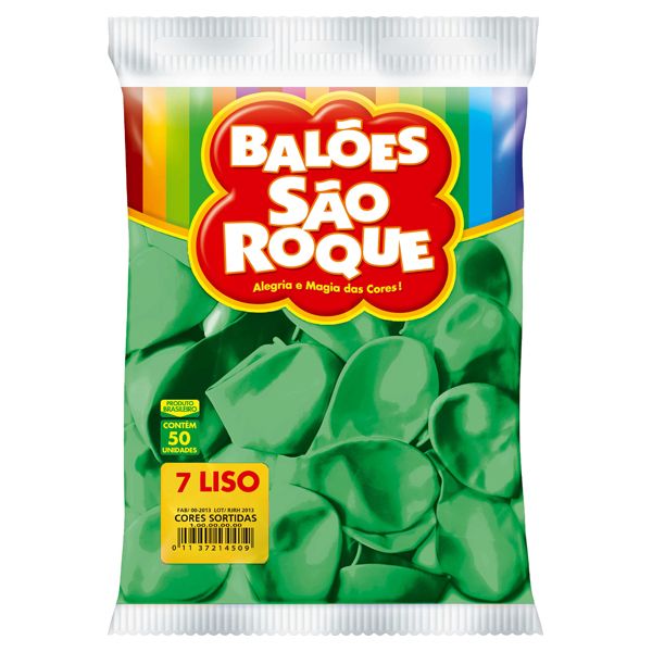 BALÃO SÃO ROQUE 7 LISO VERDE FOLHA COM 50