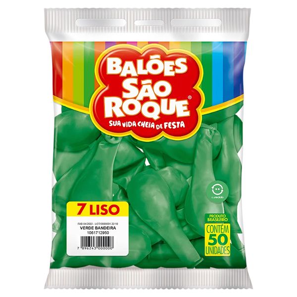 BALÃO SÃO ROQUE 7 LISO VERDE BANDEIRA COM 50