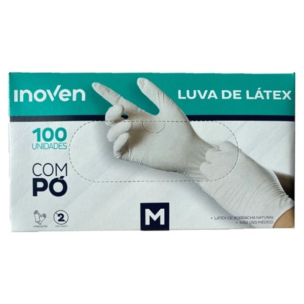 LUVA INOVEN LATEX COM PÓ M COM 100