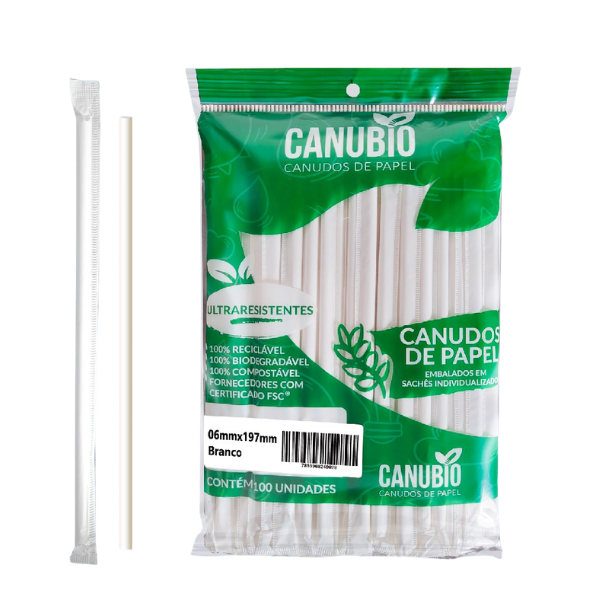 CANUDO CANUBIO PAPEL SACHÊ 6MM BRANCO COM 100