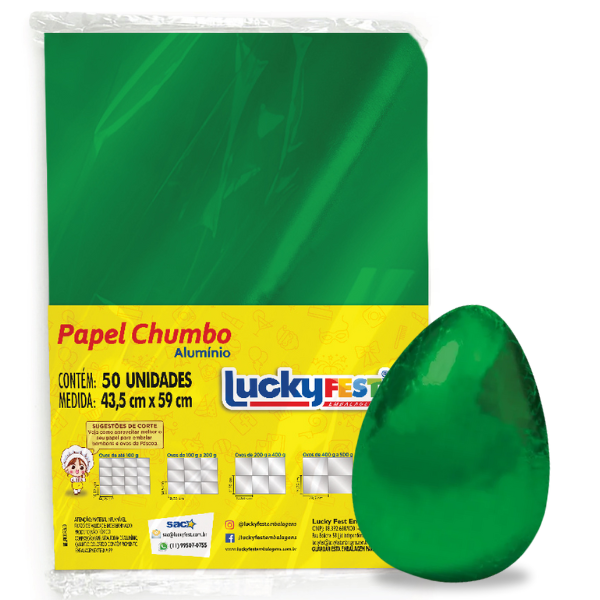 EMBALAGEM L OVO CHUMBO 43,5X59 VERDE ESCURO COM 50