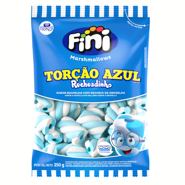 MARSHMALLOW FINI TORCAO RECHEADO AZUL/BRANCO 250G