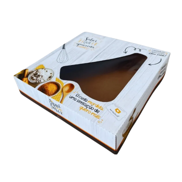 CAIXA PARA TORTA IP21-QC QUICHE 28,3X28,3X6,3CM COM VISOR C/100