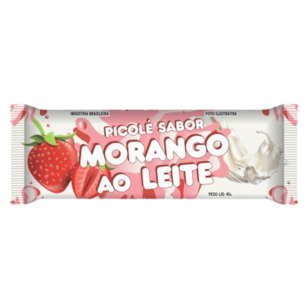 SAQUINHO BOPP RIACHO PARA PICOLÉ MORANGO AO LEITE COM 200G
