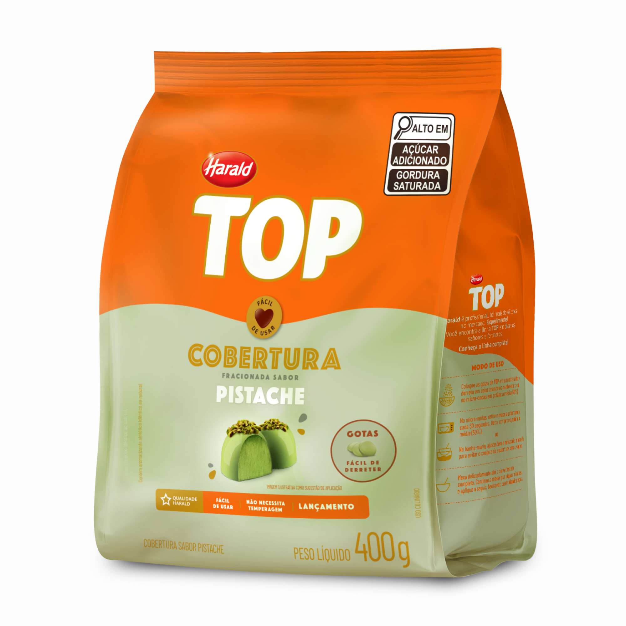 COBERTURA HARALD TOP GOTAS PISTACHE COM 400G