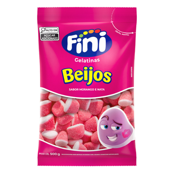 GELATINAS FINI BEIJOS MORANGO COM 500G