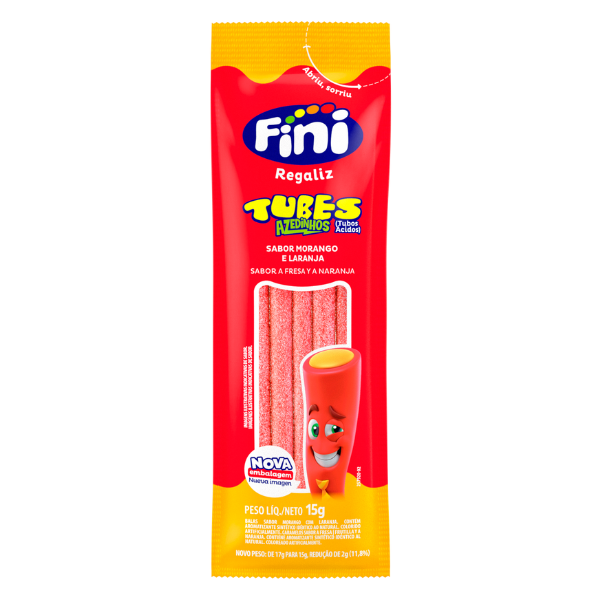 REGALIZ FINI TUBES MORANGO/LARANJA 15G