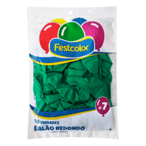 BALÃO FESTCOLOR REDONDO 7 LISO VERDE ESCURO COM 50