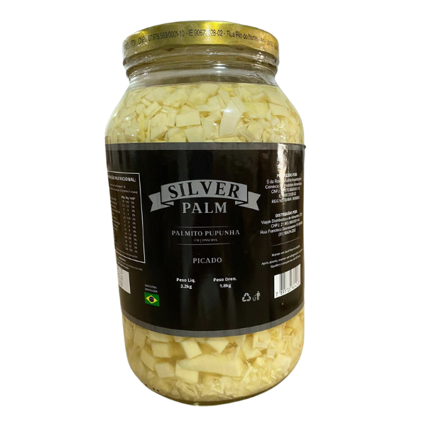 PALMITO PUPUNHA SILVER PALM PICADO VIDRO COM 1,8KG/3KG