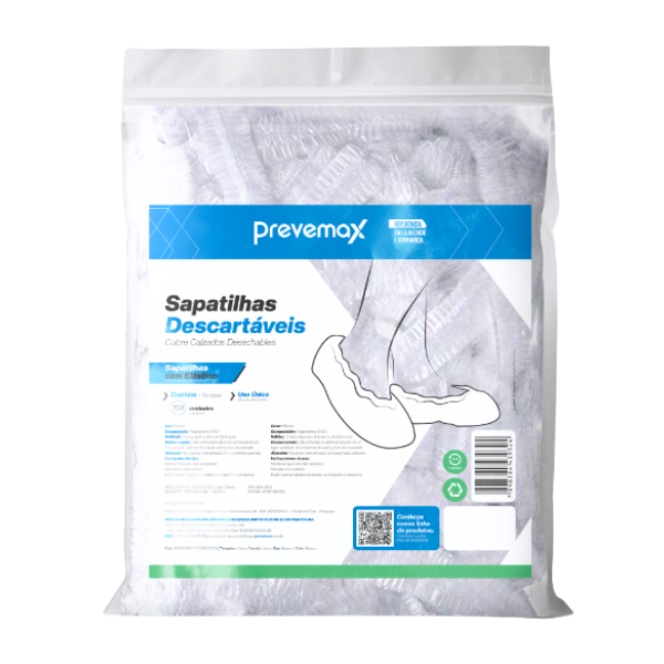 SAPATILHAS DESCARTAVEIS PREVEMAX TNT COM ELASTICO BRANCA COM 100