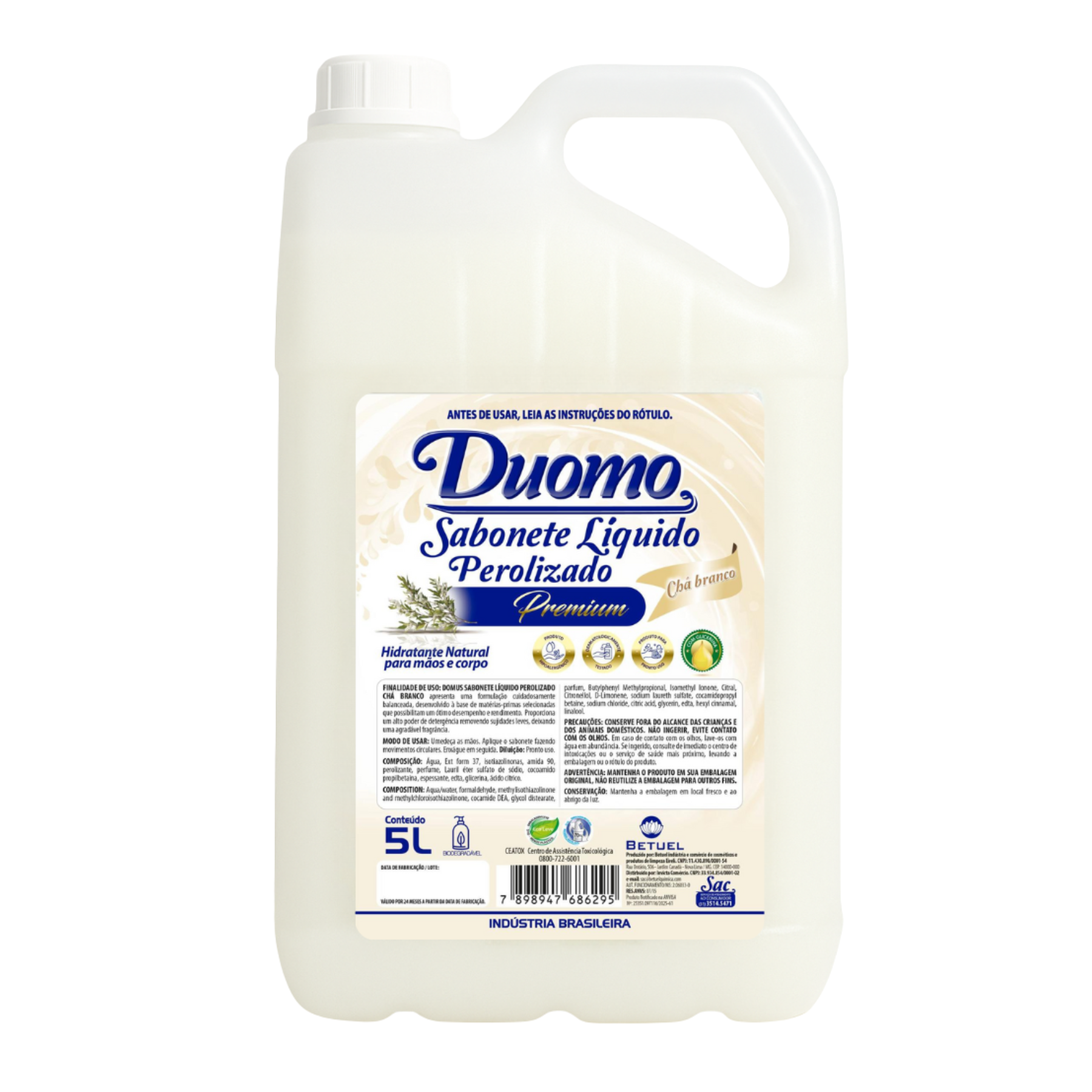 SABONETE DUOMO LIQUIDO PEROLIZADO PREMIUM CHÁ BRANCO 5LTS