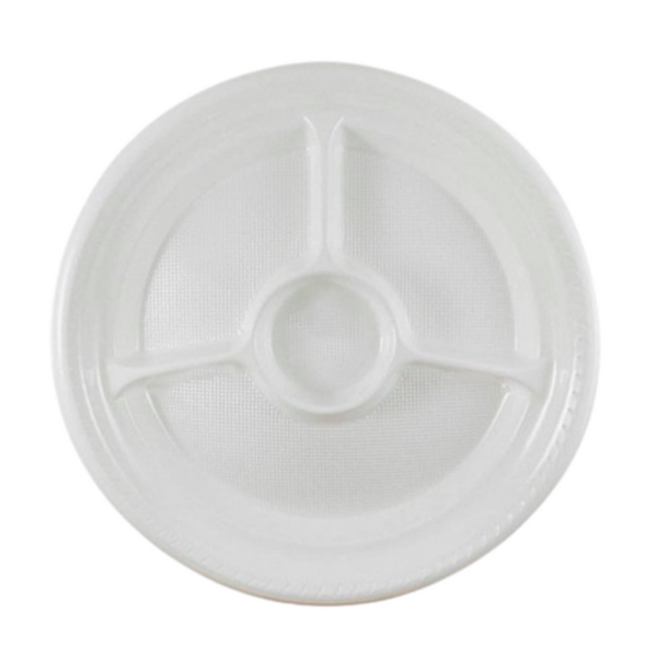 PRATO PS COPOPLAST COM DIVISORIA 26.0CM RASO BRANCO C/10