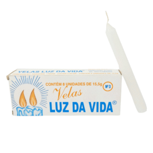 VELA LUZ DA VIDA PALITO BRANCA N3 15,5G CAIXINHA COM 8 UNIDADES