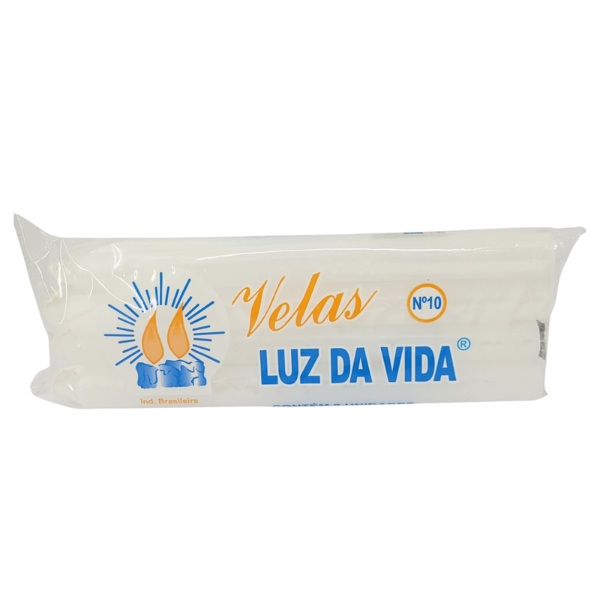 VELA LUZ DA VIDA BRANCA N10 36G PACOTE COM 8 UNIDADES