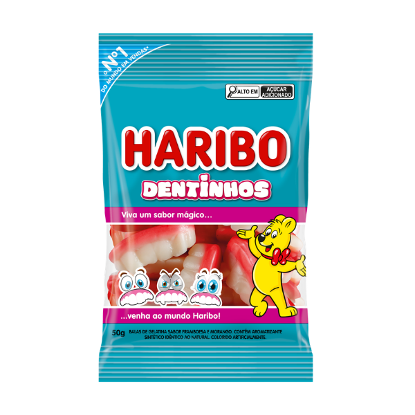 BALA GELATINA HARIBO DENTINHOS COM 50G