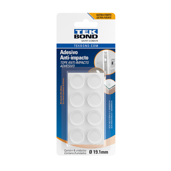 ADESIVO PROTETOR ANTI-IMPACTO TEKBOND BUMPER REDONDO M 19,1MM BLISTER COM 8 UNIDADES