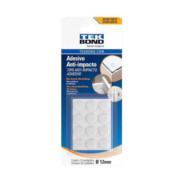 ADESIVO PROTETOR ANTI-IMPACTO TEKBOND BUMPER REDONDO P 12,0MM BLISTER COM 12 UNIDADES