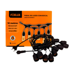 VARAL DE LUZES FOXLUX  BIVOLT COM 10 BOCAIS E-27 10 METROS UNIDADE