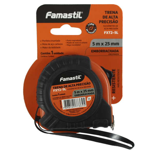 TRENA FAMASTIL COM TRAVA 5MX25MM EMBORRACHADA T2-5L UNIDADE