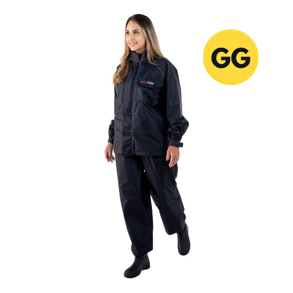 KIT CAPA CHUVA PARA MOTOQUEIRO PROTERCAPAS FEMININO TAMANHO GG PRETA UNIDADE