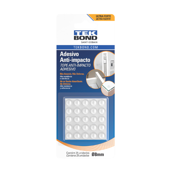 ADESIVO PROTETOR ANTI-IMPACTO TEKBOND BUMPER GOTA P 8,0MM BLISTER COM 25 UNIDADES