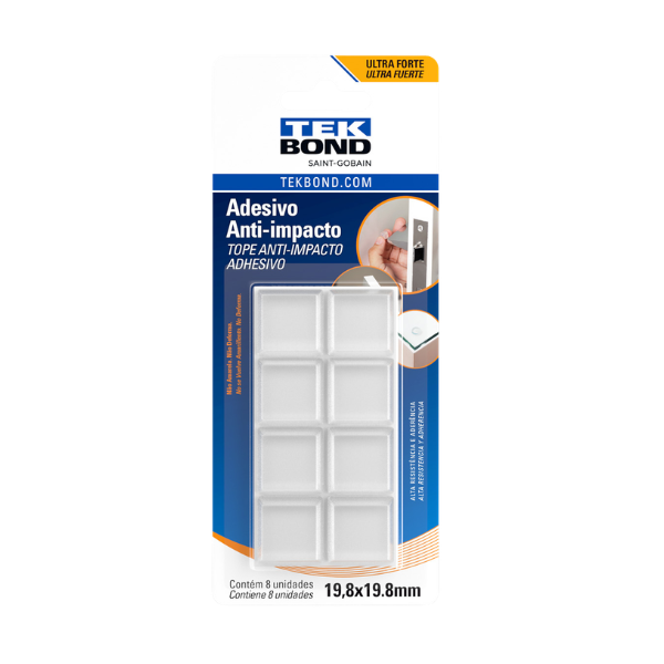 ADESIVO PROTETOR ANTI-IMPACTO TEKBOND BUMPER QUADRADO G 19,8MM BLISTER COM 8 UNIDADES