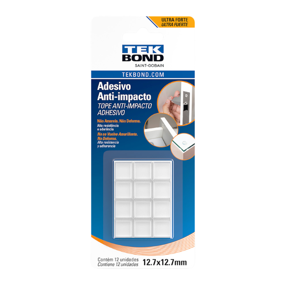 ADESIVO PROTETOR ANTI-IMPACTO TEKBOND BUMPER QUADRADO M 12,7MM BLISTER COM 12 UNIDADES