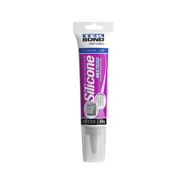 ADESIVO SILICONE TEKBOND ACÉTICO MULTIUSO TRANSPARENTE COM 50G