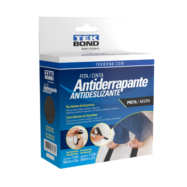 FITA ADESIVA TEKBOND ANTIDERRAPANTE PRETA 50MMX5M
