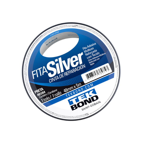 FITA ADESIVA TEKBOND SILVER PRETA 48MMX5M UNIDADE