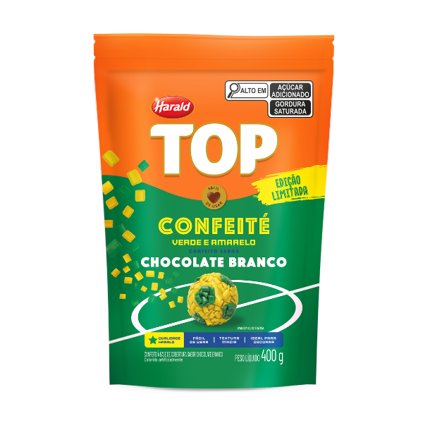 GRANULADO HARALD TOP CONFEITÉ VERDE E AMARELO SABOR CHOCOLATE BRANCO COM 400G