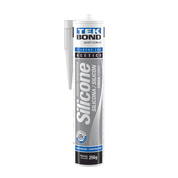 ADESIVO SILICONE TEKBOND ACÉTICO CINZA COM 256G