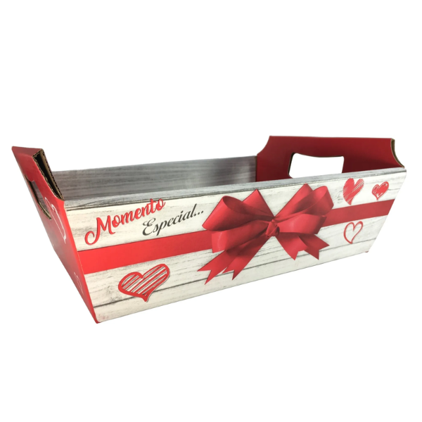 CESTA DE PAPEL IP50 PARA CAFE DA MANHA GRANDE MOMENTO ESPECIAL BRANCO COM VERMELHO C/25
